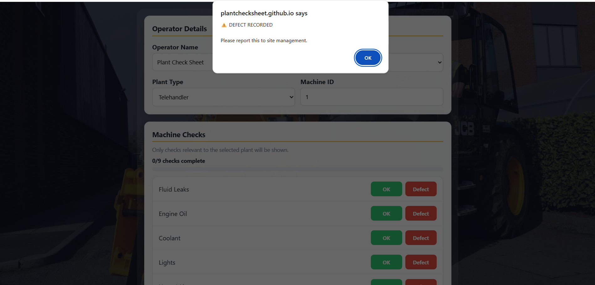 Defect popup